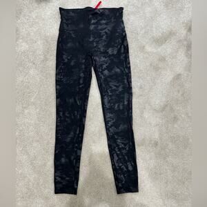 SPANX Black Metallic Camouflage Leggings, size L